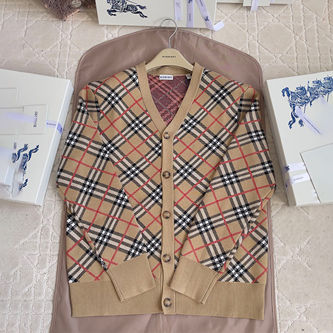 burberry vintage check jacquard v‑neck cardigan